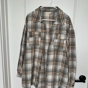 Green and Brown Flannel Shacket